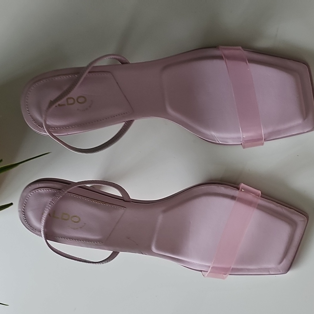 Aldo Light Pink Square-Toe Slingback Heeled Sandals - Picture 6 of 11